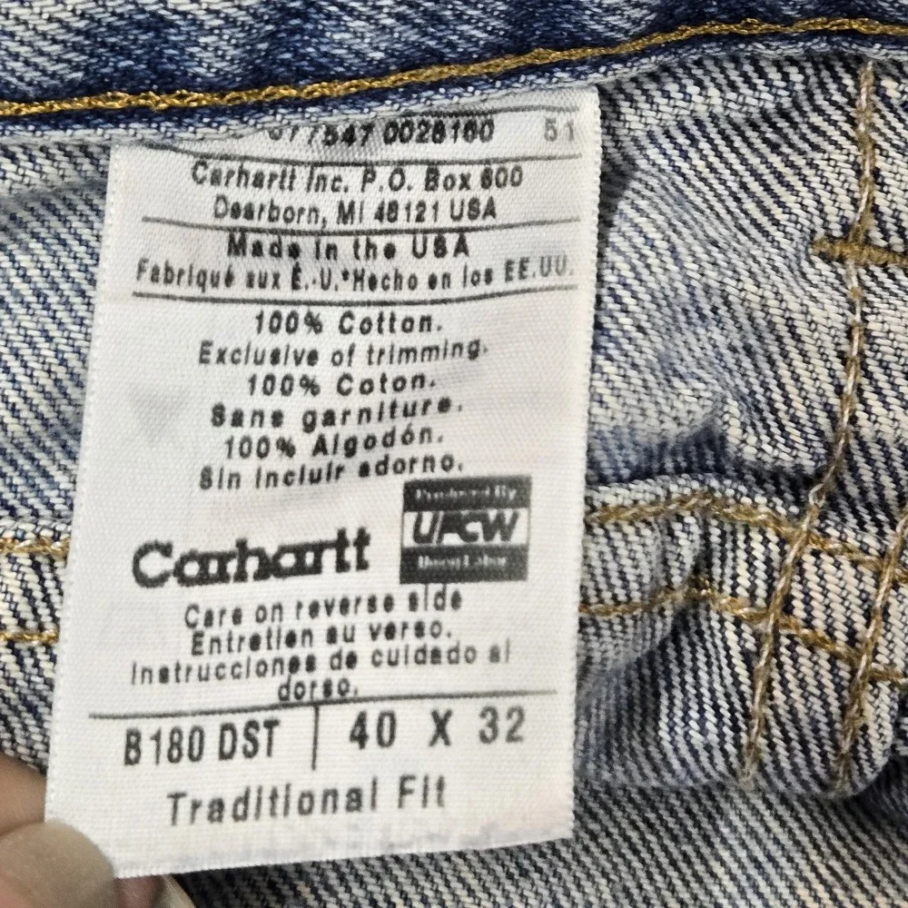 VINTAGE Carhartt Men Jeans 40X32 Traditional UFCW Union Made B180 DST Y2K READ